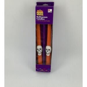 Pumpkin Time Halloween Candles Vintage UNUSED Hong Kong Skulls